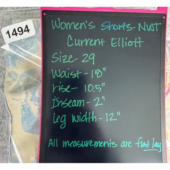 Current/Elliott Womens Blue Rose Boyfriend Shorts Size 29 Cotton Blend High Rise - Picture 12 of 13